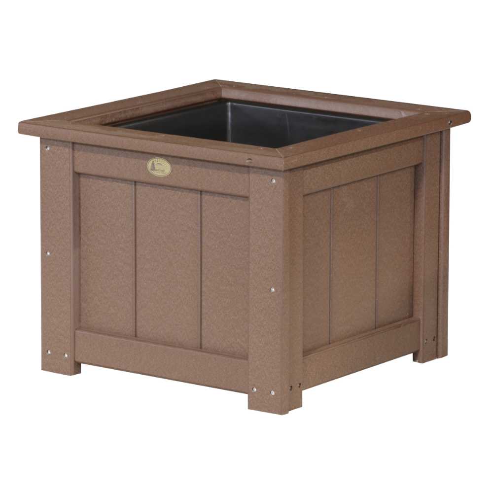 Chestnut Brown LuxCraft Poly Lumber Square Planter in 24in and 15in