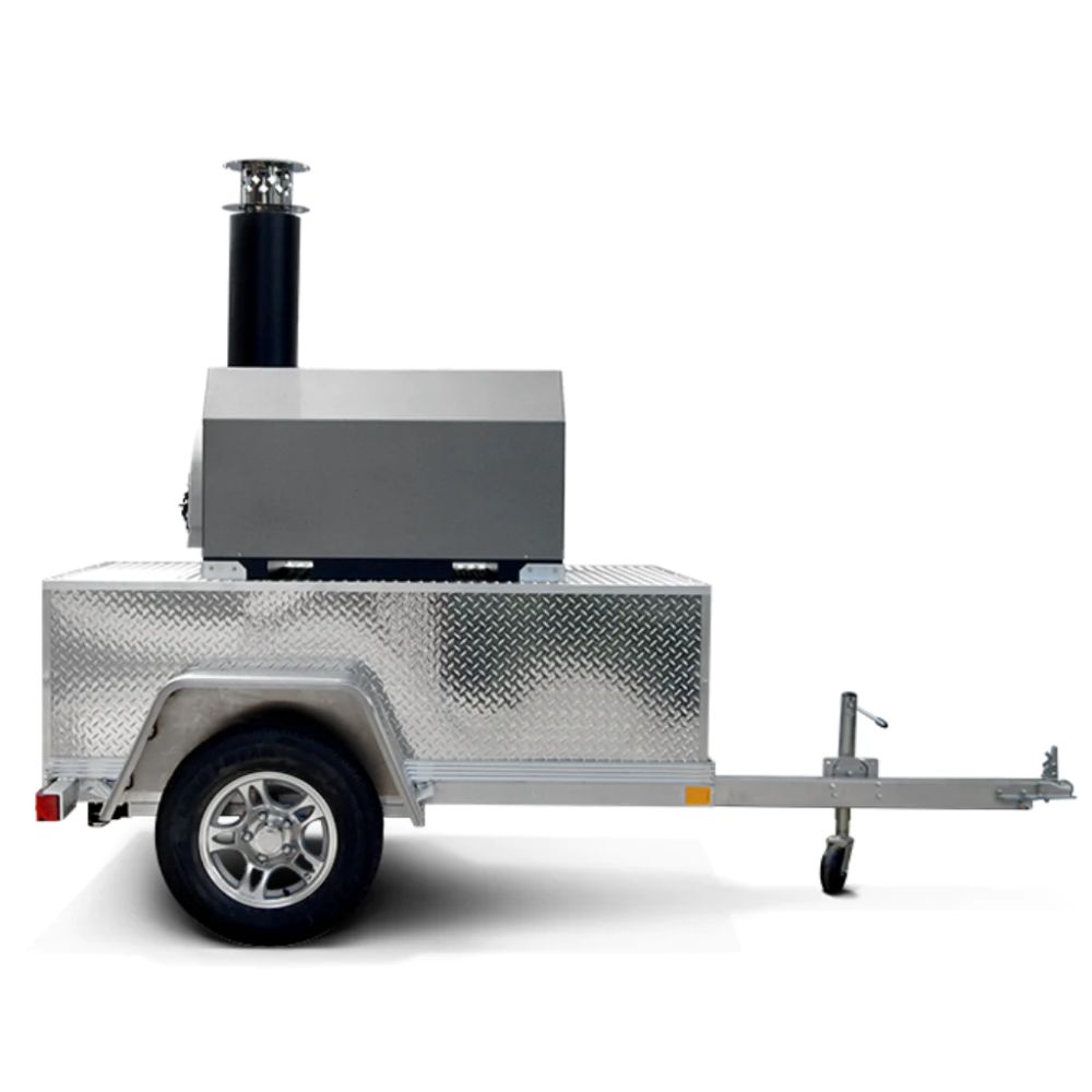 Chicago Brick Oven 750 Gas Tailgater Wood Oven w/ Trailer Side View