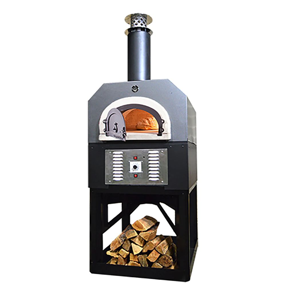 Chicago Brick Oven 750 Propane Gas and Wood Oven w/ Hybrid Stand Silver Vein