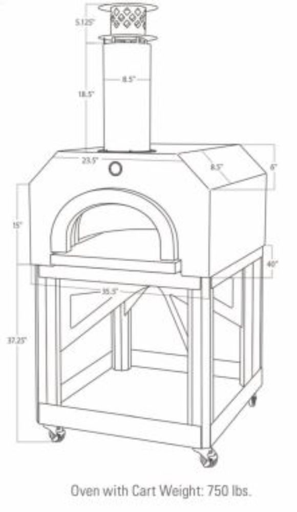 Chicago Brick Oven 750 Wood Oven w/ Mobile Cart Specifications