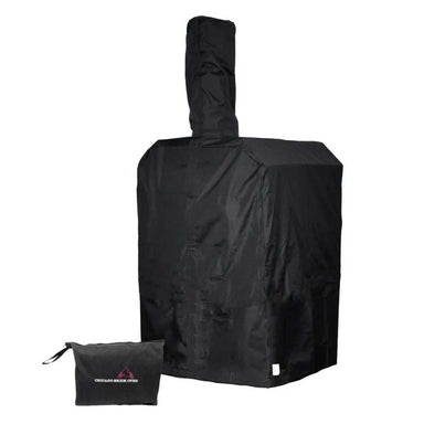 Chicago Brick Oven Heavy-Duty Outdoor Cover for CBO Mobile Ovens alongside a compact carrying case