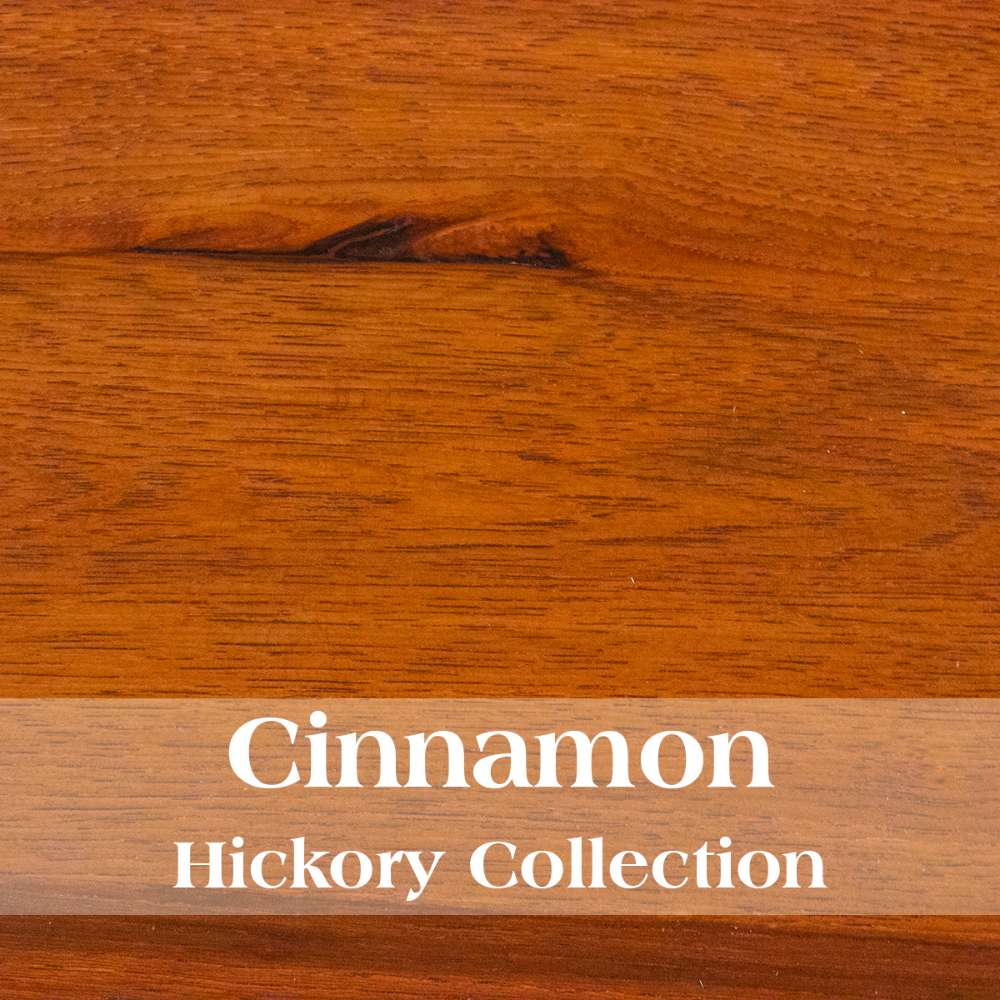 Cinnamon Fireside Lodge Log Linen Cabinet - 24-Inch Width cinnamon wood finish sample with warm reddish-brown hickory grain
