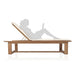 Clean side profile of Westminster Teak Horizon High-Chaise Lounge Bench highlights its long, sturdy teak frame without the backrest raised