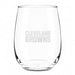 Cleveland Browns Crate & Barrel NFL Aspen 17oz Stemless Wine Glass, Set of 4 features a clear stemless glass etched with the Cleveland Browns name