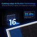Close-up of Sun Gold Power 590W Bifacial N-Type Monocrystalline Solar Panel Full Pallet (31 Panels) emphasizing 16-busbar technology and 22.8% cell efficiency