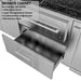 Close-up of Sunstone French Quarter 13ft 7in Outdoor Kitchen Island Package large drawer cabinet with stainless steel interior storage space