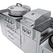 Close-up of Sunstone TexCajun 9ft Outdoor Kitchen Island Package highlighting grill controls and stainless steel finish