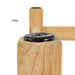 Close-up of Westminster Teak Horizon Teak Bar Table shows the bottom of a leg with a small black floor glide attached