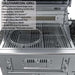 Close-up of a hybrid gas and charcoal grill with labeled features in the Sunstone Texas Tango 19ft Outdoor Kitchen Island Package