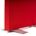 Close-up of a red acoustic panel standing securely on silver GIK Acoustics Freestand Feet with a low-profile metal design