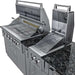Close-up of grill interior in Sunstone Gulf Breeze 10ft Expansive Cabinet Island Package with burners and grates