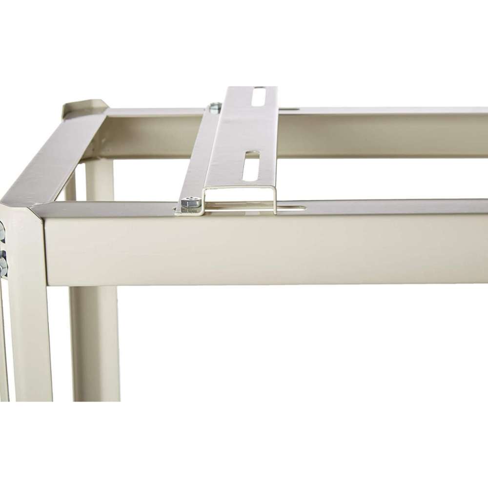 Close-up of the adjustable mounting rail on Senville Large Outdoor Ground Stand/Bracket for Mini Split (18000-36000 BTU) for securing different condenser sizes