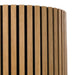 Close-up view of GIK Acoustics SlatFusor™ Polycylindrical Diffuser showing natural wood slats mounted over a black acoustic backing with a curved profile