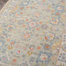 Close-up angled shot of Momeni Anatolia Indoor Rug - ANA-8 Light Blue showing intricate patterns and multi-colored floral motifs woven into the textured surface