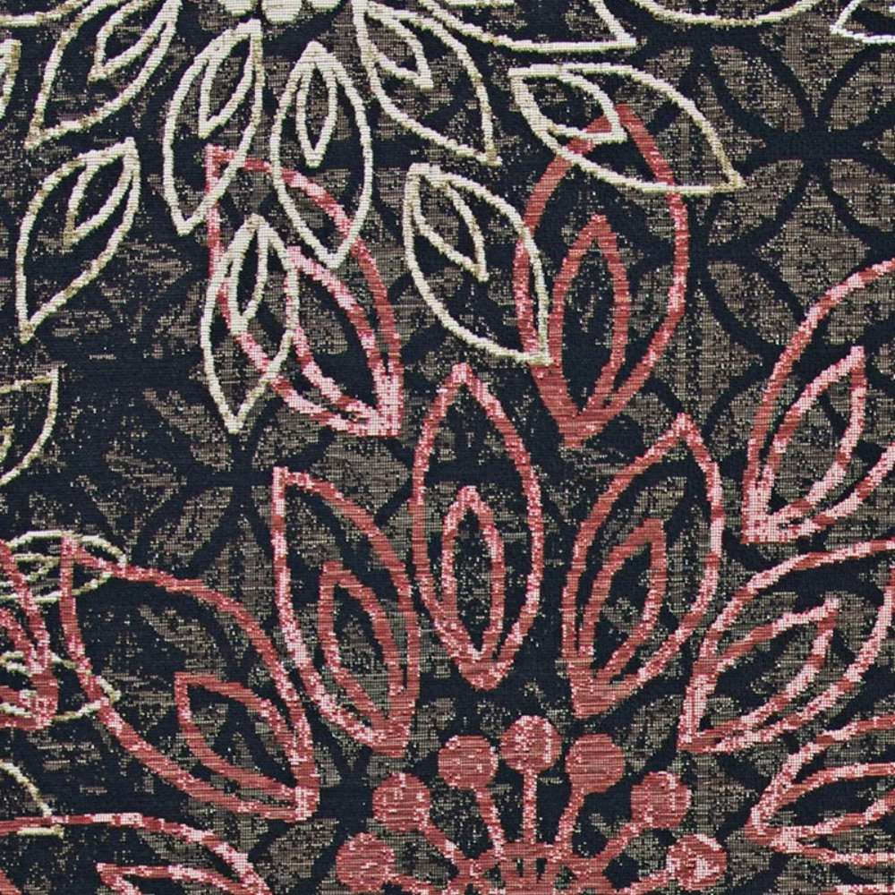 Close-up of Couristan Dolce Indoor/Outdoor Rug - Amalfi/Multi focuses on the red and ivory overlapping petals that form a blooming floral pattern