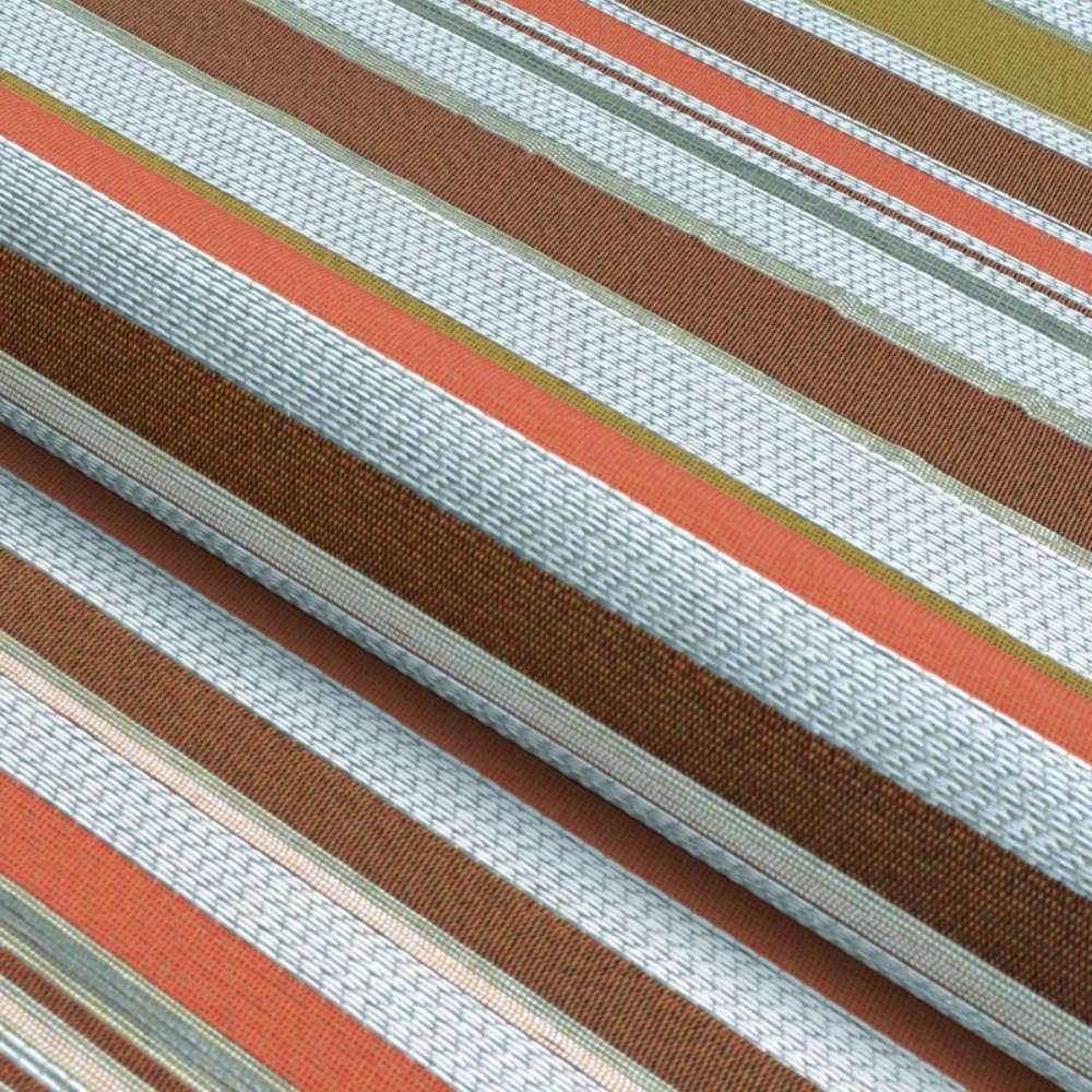 Close-up of Couristan Dolce Indoor/Outdoor Rug - Striped/Sunset shows its folded surface