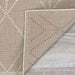 Close-up of Couristan Liguria Indoor/Outdoor Rug - Noli/Umber shows its tightly woven texture with ivory geometric lines on a brown base
