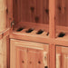 Close-up of Fireside Lodge Cedar Log Twelve Gun Cabinet interior gun rack, featuring neatly carved slots designed to securely hold rifles