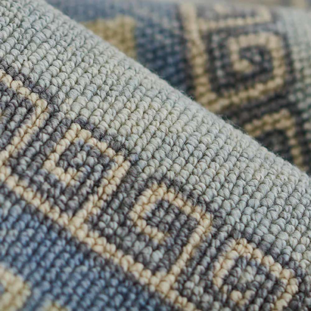 Close-up of Momeni Anatolia Indoor Rug - ANA-10 Blue highlights its tightly woven texture and intricate detailing