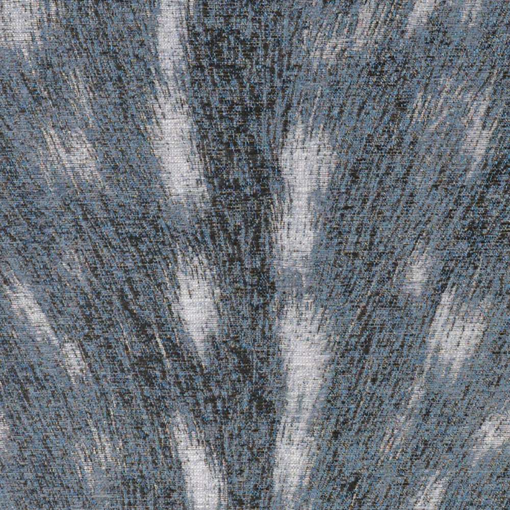 Close-up view of Couristan Dolce Indoor/Outdoor Rug - Hyena/Denim-Silver shows its artistic streaks of ivory on a denim background
