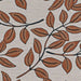 Close-up view of Couristan Dolce Indoor/Outdoor Rug - Summer Ivy/Ivory-Terra-Cotta shows detailed orange-brown leaves and black stems on an ivory backdrop