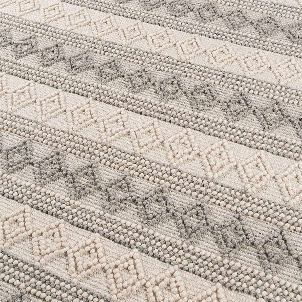 Close-up view shows the textured geometric diamond patterns on Momeni Andes Indoor Rug - AND-10 Ivory