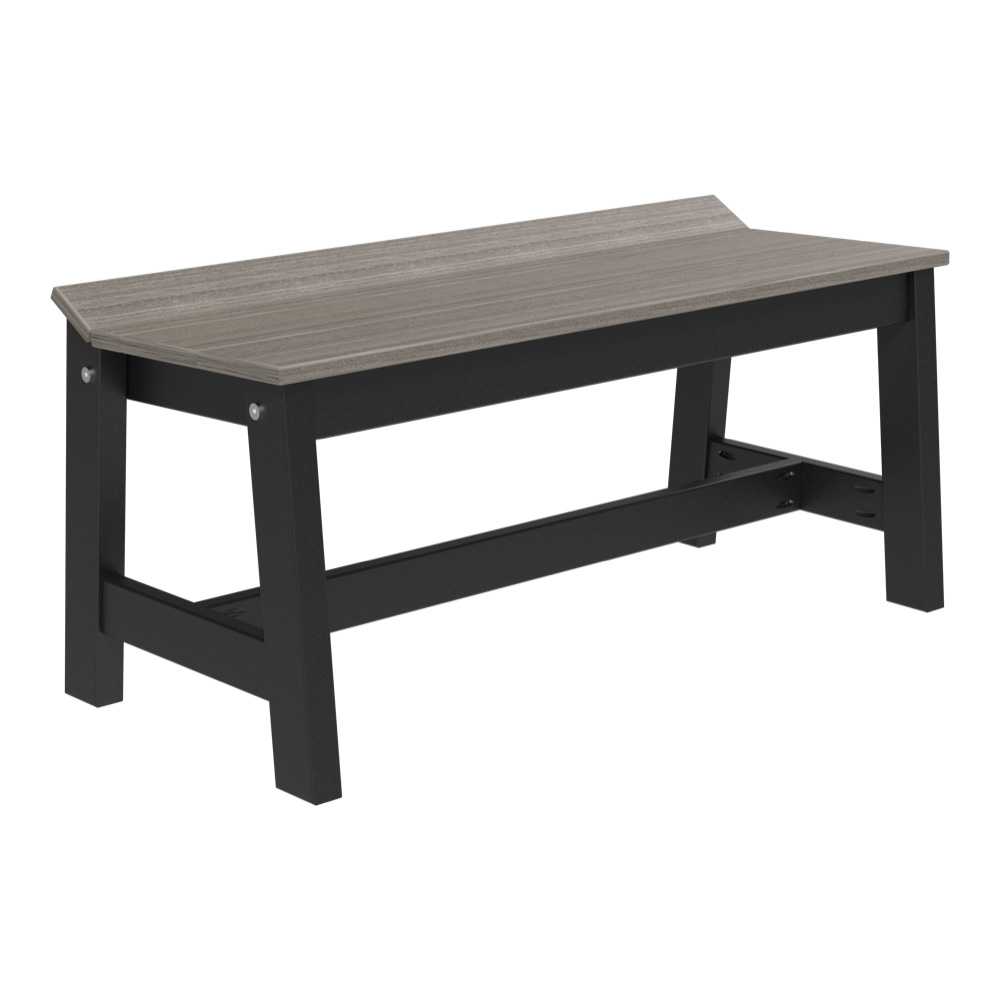 Coastal Gray and Black LuxCraft Cafe Dining Bench 41