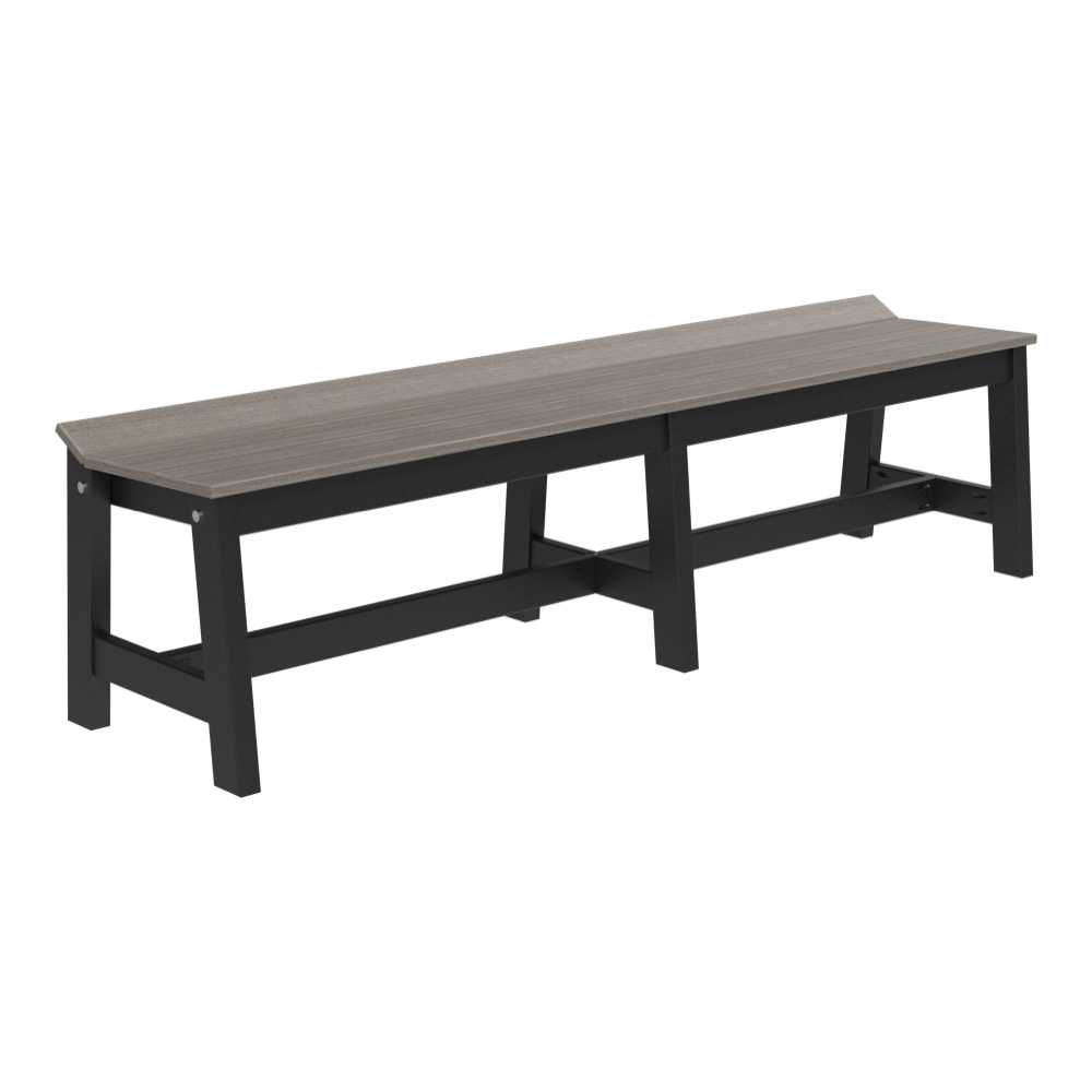 Coastal Gray and Black LuxCraft Cafe Dining Bench 72