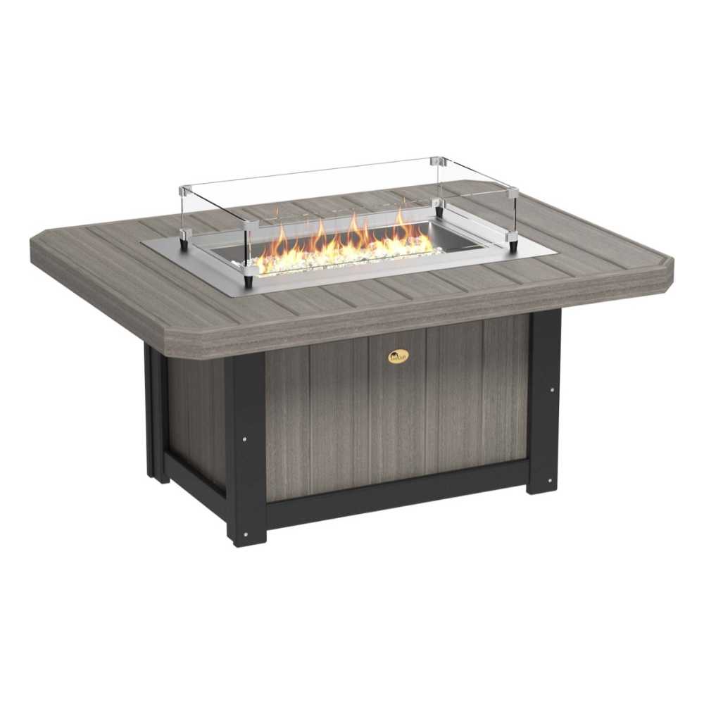 Coastal Gray and Black LuxCraft Lumin Fire Pit 51 Rectangular