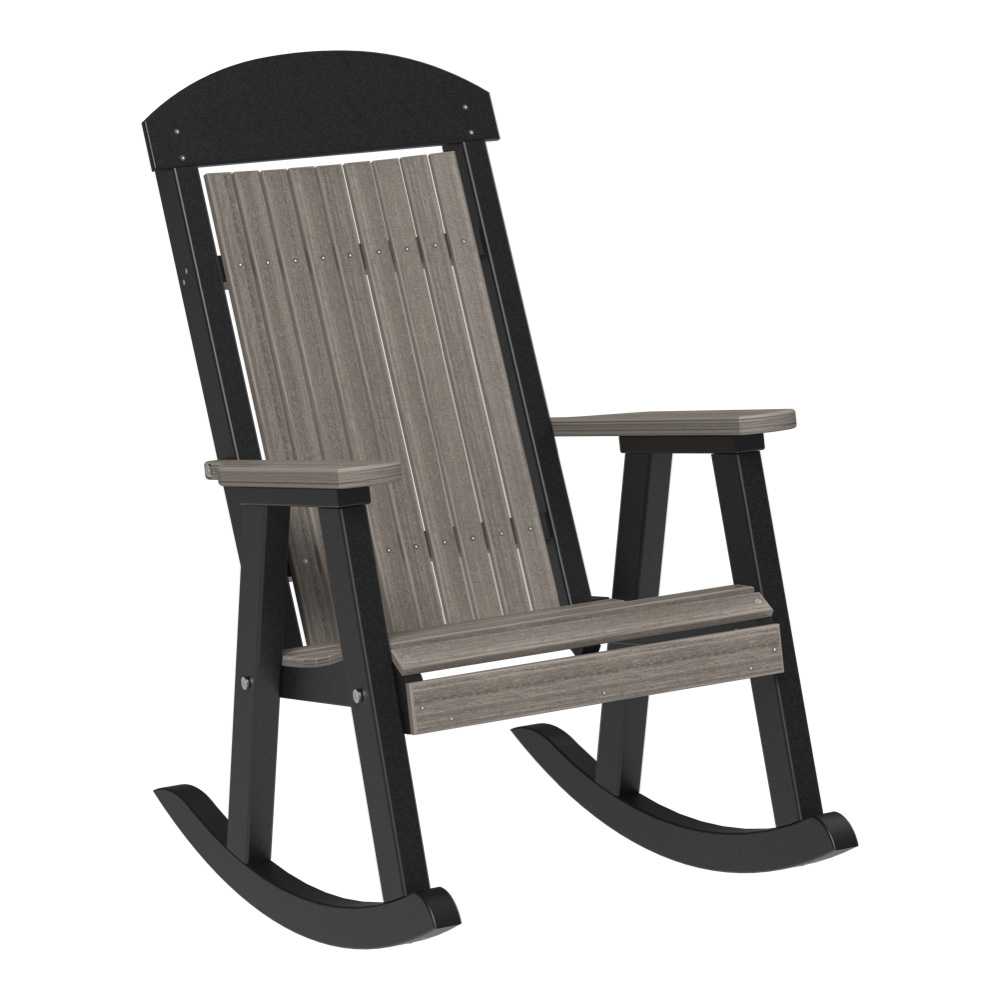 Coastal Gray and Black LuxCraft Porch Rocker