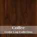 Coffee Fireside Lodge Cedar Log Four Drawer File Cabinet shown as a dark brown cedar wood surface with rich grain and natural knots