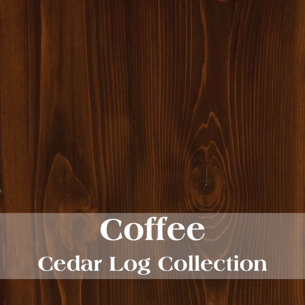 Coffee Fireside Lodge Cedar Log Widescreen Television Stand features a deep brown cedar wood finish with visible grain patterns for a warm, rustic look