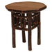 Cognac Fireside Lodge Hickory Log Octagon Nightstand features an octagon-shaped tabletop and sturdy log construction finished in a medium brown cognac color