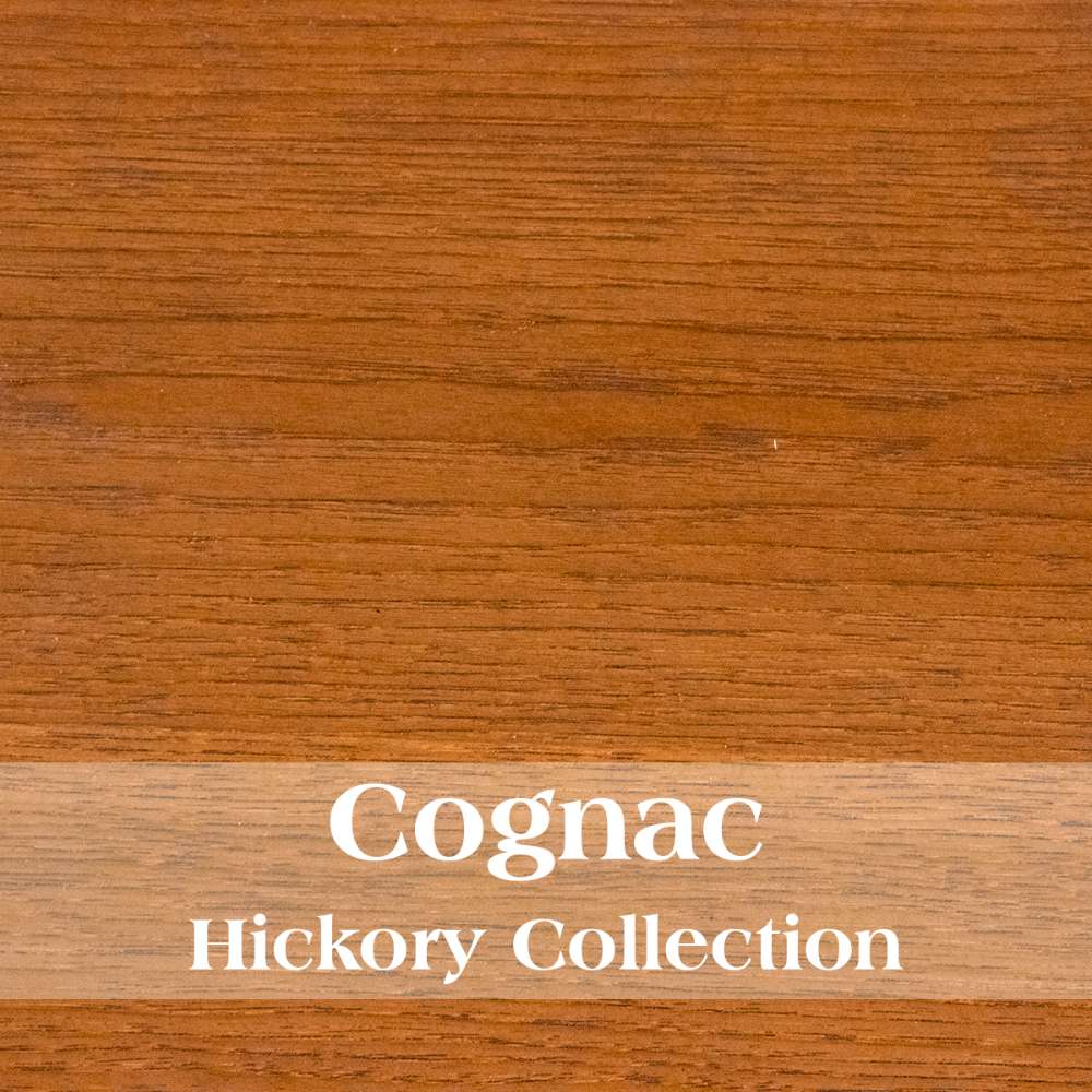 Cognac Fireside Lodge Hickory Log Storage Chest shows a smooth golden-brown wood finish with subtle grain detail