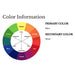Color wheel chart labels the Couristan Dolce Indoor/Outdoor Rug - Flora/Nero with a primary color of Nero (black) and a secondary color of Snow (white)