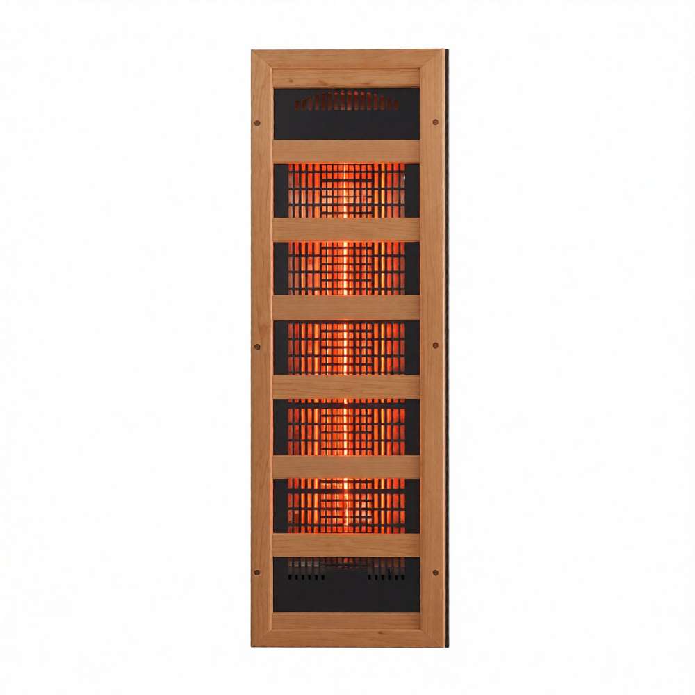 Combined carbon and near infrared heater panel with glowing elements used in Golden Designs Maxxus 2 Person Full Spectrum Infrared Sauna in Red Cedar