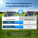 Comparison graphic for Sun Gold Power 590W Bifacial N-Type Monocrystalline Solar Panel Full Pallet (31 Panels) highlighting higher bifaciality and long service life versus a PERC solar panel