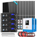 Complete Sun Gold Power 10000W 48VDC 120V/240V LifePO4 20.48KWH Lithium Battery 5400W Solar Panel Off-Grid Solar Kit with dual inverters, batteries, solar panels, and accessories