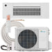Complete indoor and outdoor unit setup, tubing, and remote for Senville 12000 BTU 1-Way Cassette Air Conditioner - Heat Pump - SENA-12HF-1WC