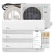 Complete setup of Senville 28000 BTU Tri-Zone Mini Split Air Conditioner - Heat Pump - SENA30HFT, featuring the outdoor unit, three indoor wall units, remote controls, and app interface