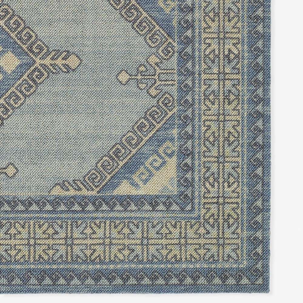 Corner detail of Momeni Anatolia Indoor Rug - ANA-10 Blue shows its precise border pattern with elegant geometric designs