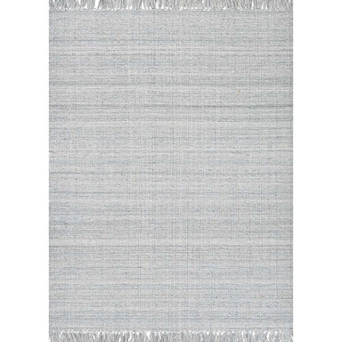 Couristan Ascot Indoor/Outdoor Rug - Windowpane/Grey is fully laid out with fringed edges and a soft, muted plaid-like pattern