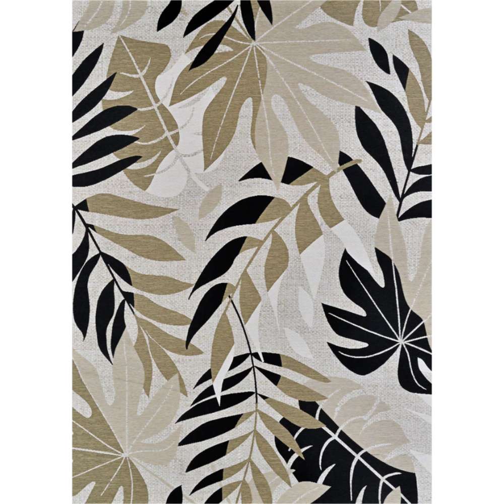Couristan Dolce Indoor/Outdoor Rug - Aralia/Naturals-Cool Onyx is spread out flat
