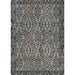 Couristan Dolce Indoor/Outdoor Rug - Mala/Smoke is fully displayed with repeating tribal motifs in smoke, black, ivory, and red tones