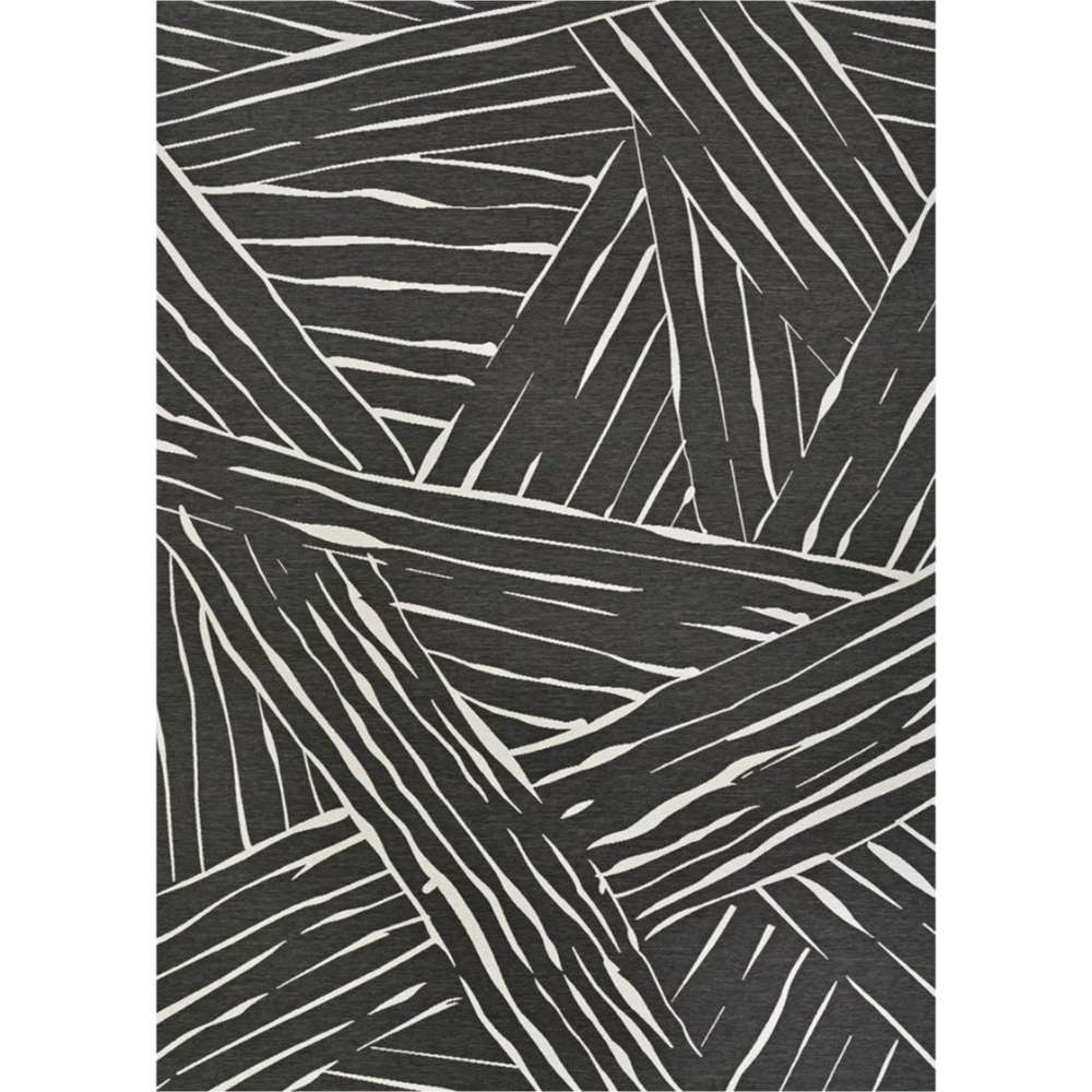 Couristan Dolce Indoor/Outdoor Rug - Parquet/Charcoal is fully displayed showing its bold intersecting stripe pattern