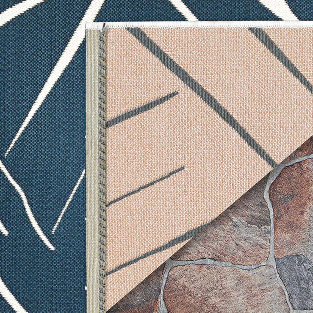 Couristan Dolce Indoor/Outdoor Rug - Parquet/Ink is flipped to show its backing