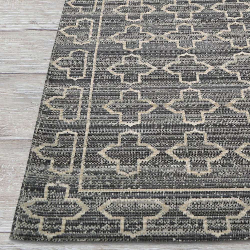 Couristan Fez Indoor/Outdoor Rug - Riad/Tobacco features a detailed corner shot