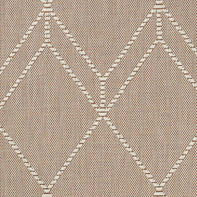 Couristan Liguria Indoor/Outdoor Rug - Noli/Umber close-up shows the simple, clean ivory diamond design on its woven umber background