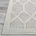 Couristan Liguria Indoor/Outdoor Rug - Rapallo/Aqua is pictured with a crisp edge finish against a wooden floor