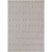 Couristan Liguria Indoor/Outdoor Rug - Rapallo/Pebble is shown flat with a geometric diamond pattern in pebble and ivory tones